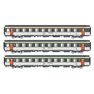 LS-Models 41999 voie H0 Coffret 3 pièces de voitures voyageurs SNCF, époque IV avec éclairage intérieur