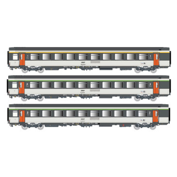 LS-Models 41999 voie H0 Coffret 3 pièces de voitures voyageurs SNCF, époque IV avec éclairage intérieur