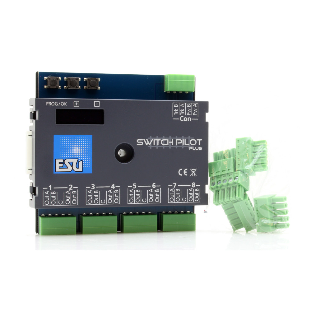 ESU 51831 - voie Neutral SwitchPilot 3 Plus, décodeur solénoïde 8 voies, DCC / MM, OLED