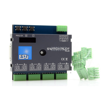 ESU 51831 - voie Neutral SwitchPilot 3 Plus, décodeur solénoïde 8 voies, DCC / MM, OLED