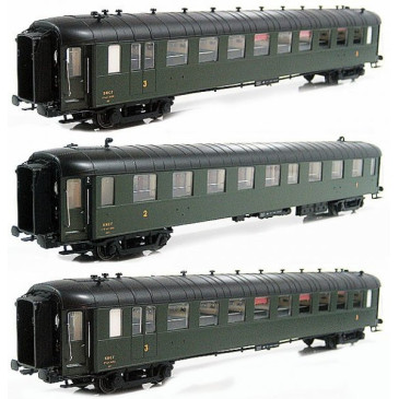 LSMODELS 40 207 - Coffret de 3 voitures Ocem parois lisses ep IIIa SNCF