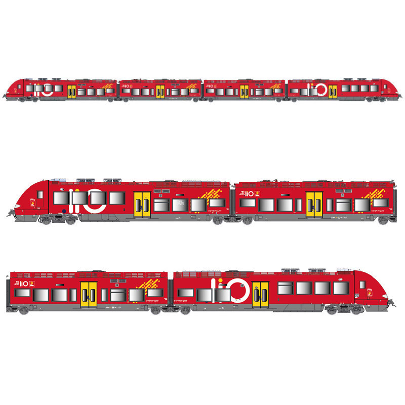 LSMODELS 10080S - 4 Éléments, Livrée LIO "Occitanie" SNCF -  AGC z27871 / z27872 - Digitale Sonore | HO 1/87 - Ép VI