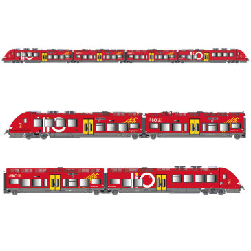 LSMODELS 10080S - 4 Éléments, Livrée LIO "Occitanie" SNCF -  AGC z27871 / z27872 - Digitale Sonore | HO 1/87 - Ép VI