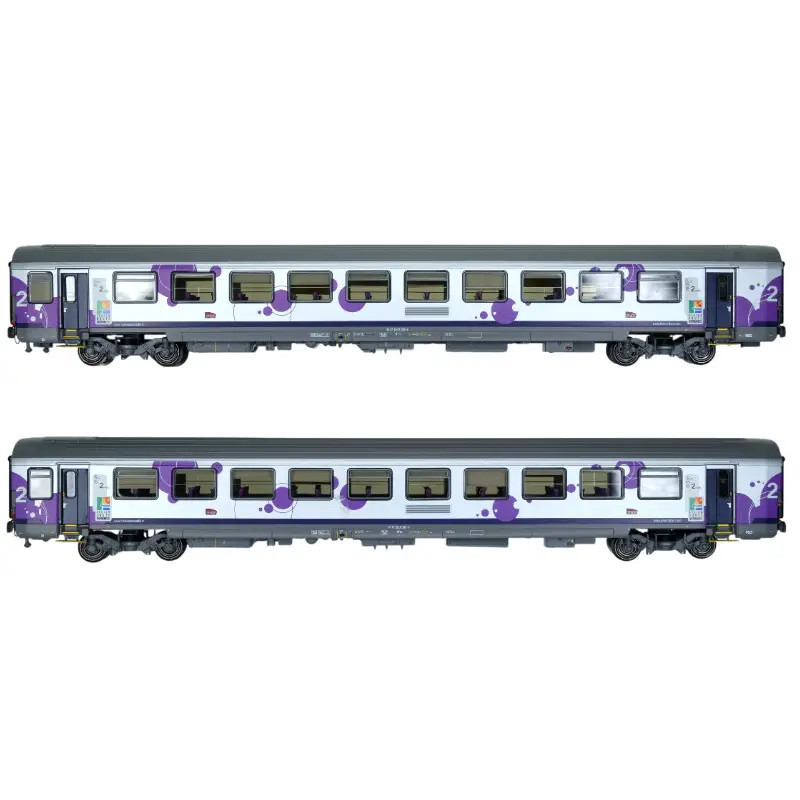 LSMODELS 41212 - 2 voitures, Vtu réversible, B11tu, 2CL, Région Haute Normandie, SNCF, Ep. VI, éclairage