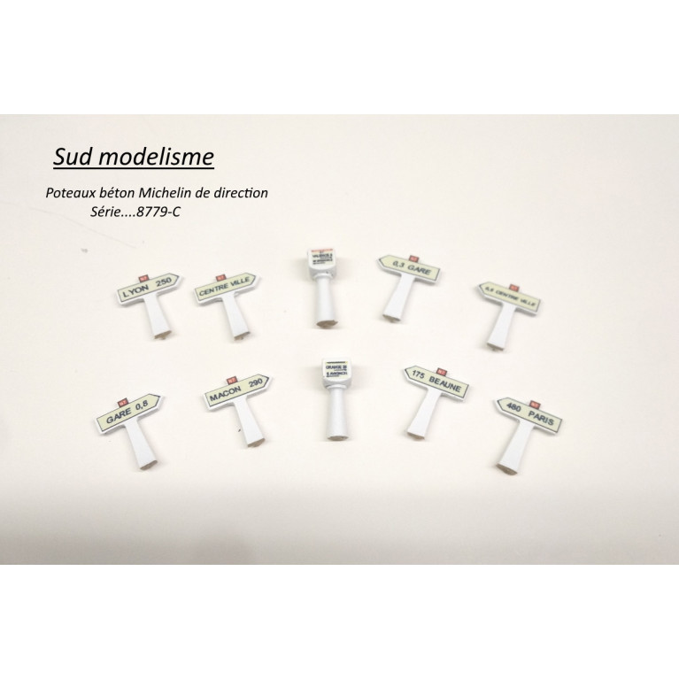 PN SUD MODELISME 8779-C    HO: Complément de 10 poteaux Michelin de direction