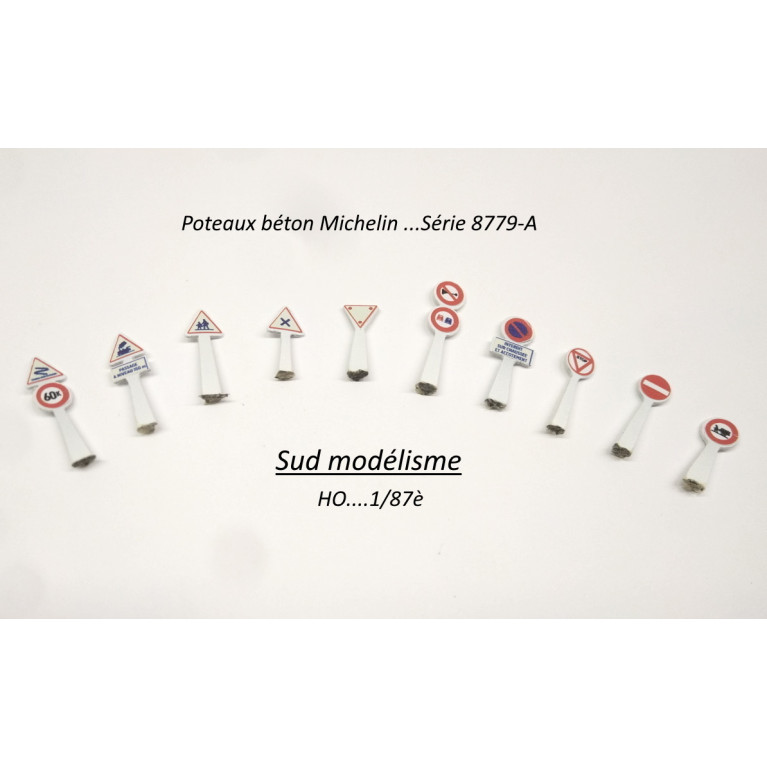 PN SUD MODELISME 8779-A    HO: Complément de 10 poteaux Michelin de direction