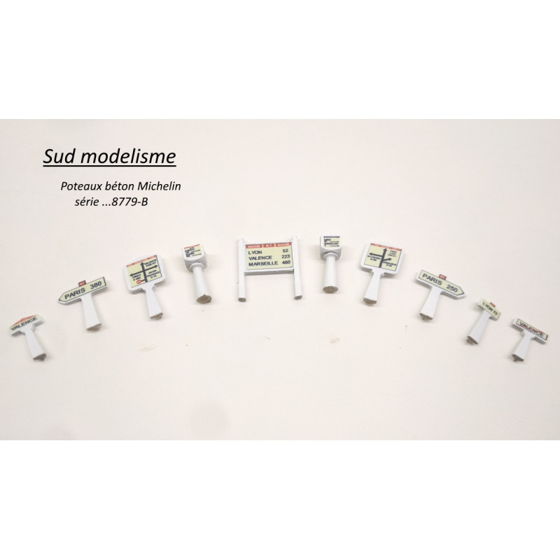 PN SUD MODELISME 8779-B    HO: Complément de 10 poteaux Michelin de direction