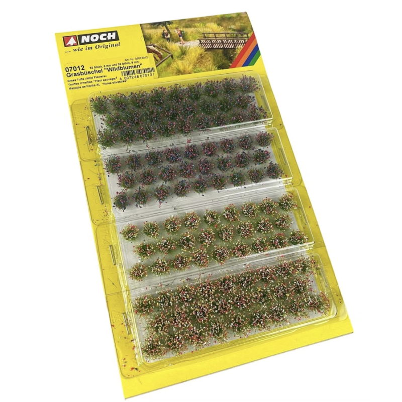 NOCH 07012 - Touffes d'herbe XL « Fleurs sauvages » 6 mm et 9 mm - 104 pièces