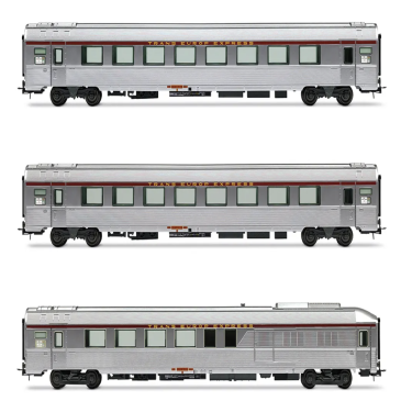 JOUEF HJ4206HM - 3 voitures Inox, TEE Mistral, "Jules vernes", avec fourgon, SNCF, Ep. IV, éclairage, digital - HO 1/87