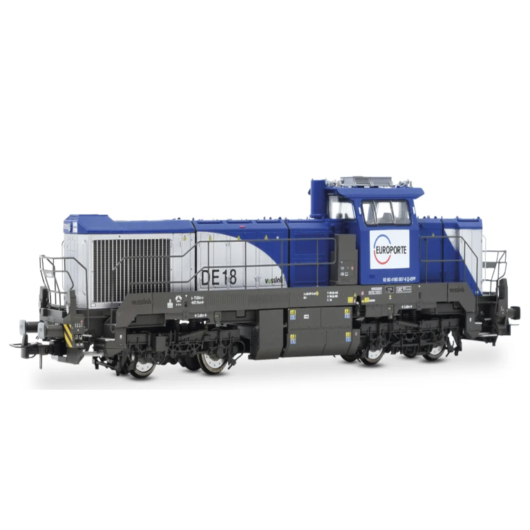 JOUEF HJ2471 - EUROPORTE, locomotive diesel-electrique type Vossloh DE 18, livrée argent/bleue, ép. VI, avec décodeur sonore