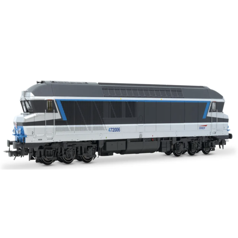 HJ2620 SNCF, locomotive diesel à 6 essieux CC 72006 « Isabelle », livrée bleue/argente/grise, ép. V