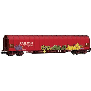RIVAROSSI HR6680- Wagon bâché à bogies type Rils, "Railion", DB AG, Ep. V et VI - HO 1/87