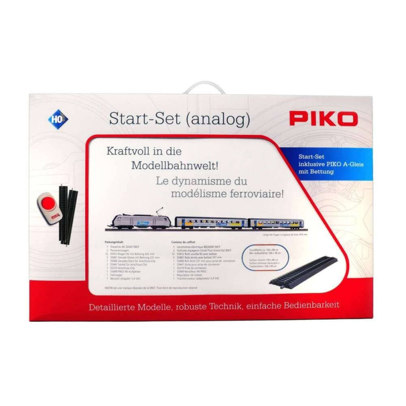 PIKO 97949 - Coffret de départ locomotive BB26000 SNCF + 2 voitures Corail "Fluo Grand Est", Ep. VI, HO 1/87