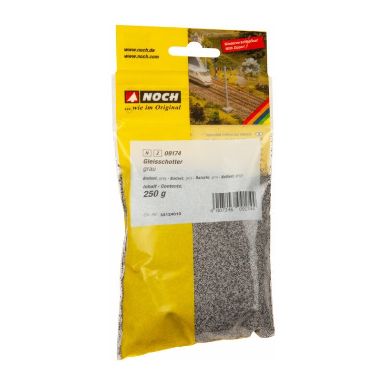 Noch 09174 - Ballast gris noir 250g - Toutes échelles
