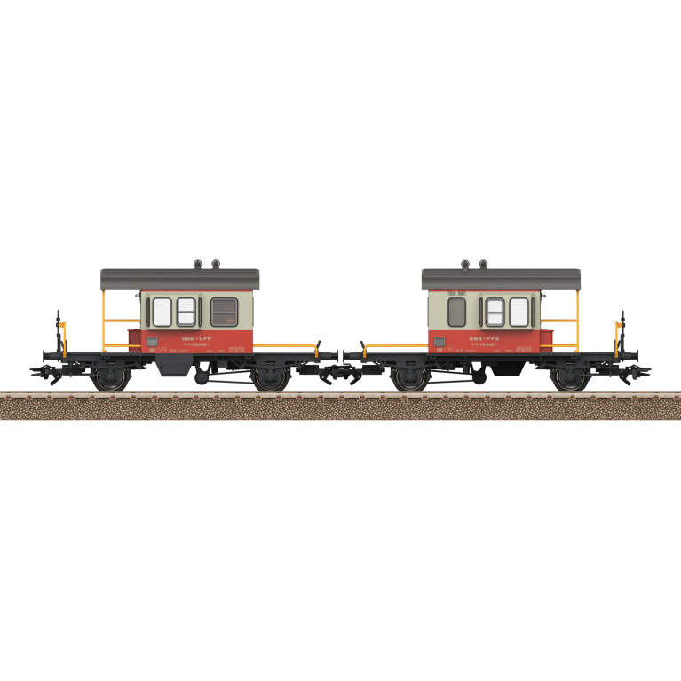 TRIX 24650 - 2 wagons d'accouplement type Db, "Sputnik", SBB CFF FFS, Ep. IV -  HO 1/87