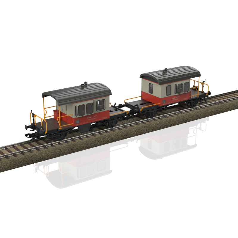 TRIX 24650 - 2 wagons d'accouplement type Db, "Sputnik", SBB CFF FFS, Ep. IV -  HO 1/87