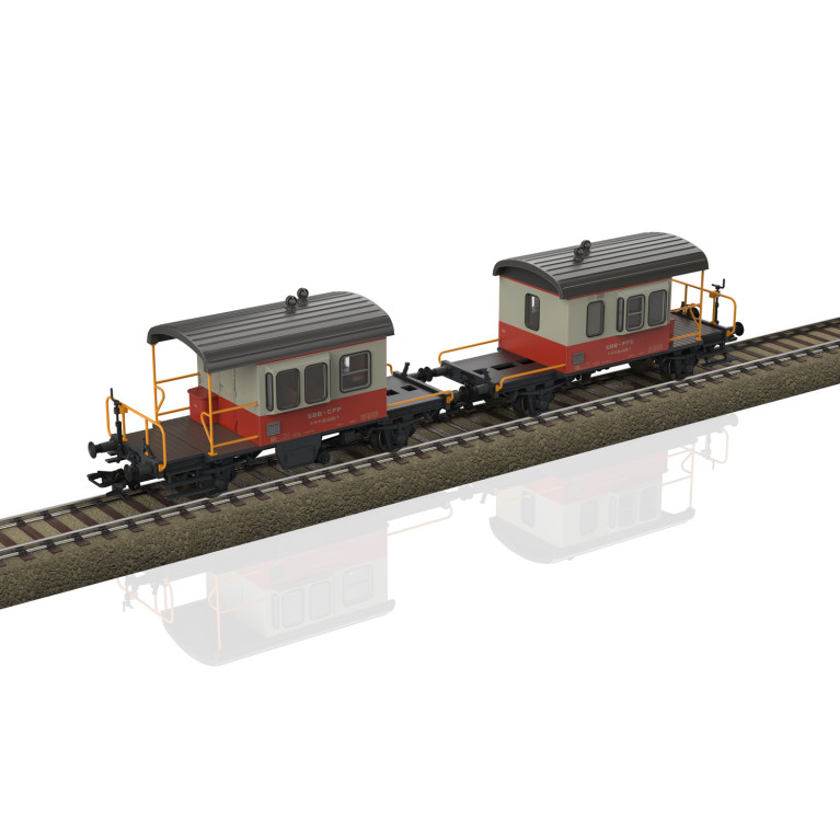 TRIX 24650 - 2 wagons d'accouplement type Db, "Sputnik", SBB CFF FFS, Ep. IV -  HO 1/87