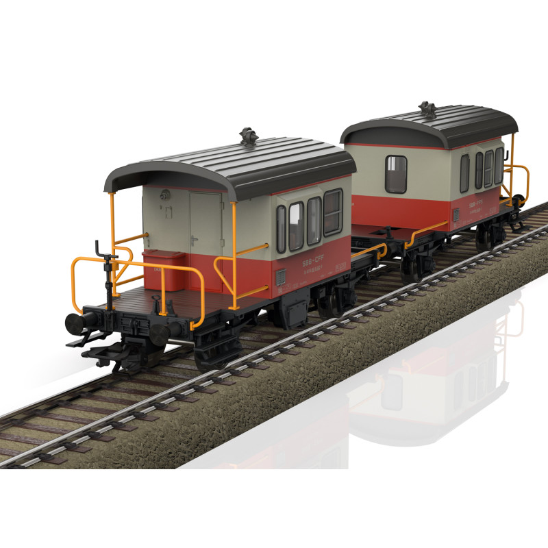 TRIX 24650 - 2 wagons d'accouplement type Db, "Sputnik", SBB CFF FFS, Ep. IV -  HO 1/87