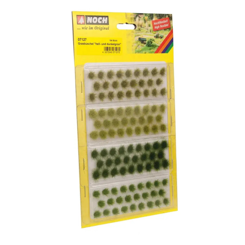 NOCH 07127 - Touffes d'herbes vert clair et foncé - Toutes échelles - 6 mm - 104 pièces
