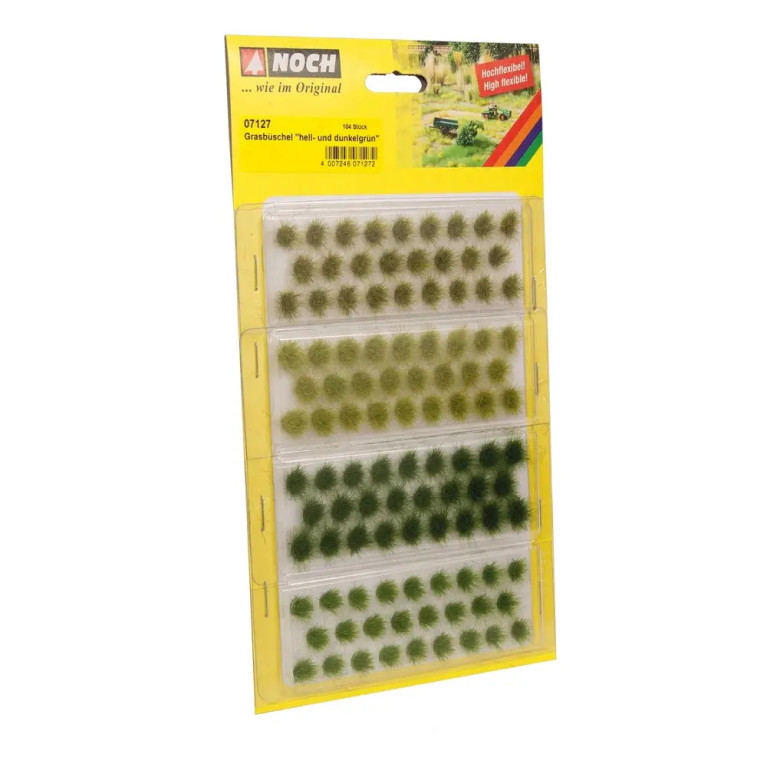 NOCH 07127 - Touffes d'herbes vert clair et foncé - Toutes échelles - 6 mm - 104 pièces