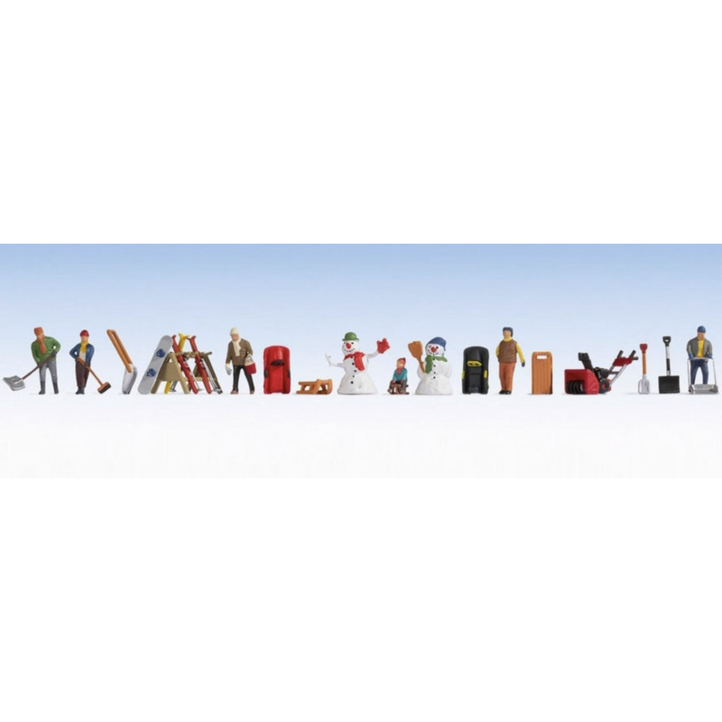 Noch 16220 - Set de 6 figurines + accessoires thème Hiver-HO 1/87