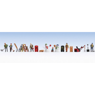 Noch 16220 - Set de 6 figurines + accessoires thème Hiver-HO 1/87