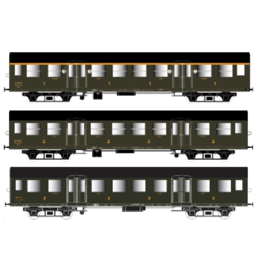 EPM Productions E 41.33.09 - Coffret de 3 voitures Romilly, SNCF, Ep. III - H0