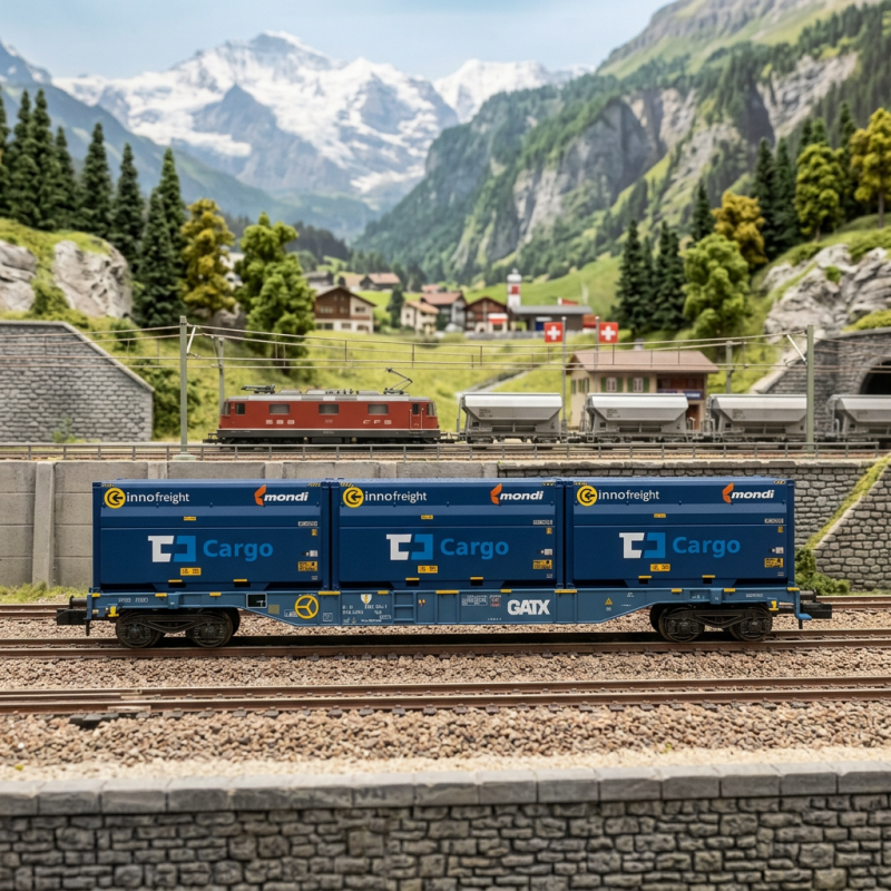 MINITRIX 18434 - Voiture de transport de conteneurs de type Sgnss