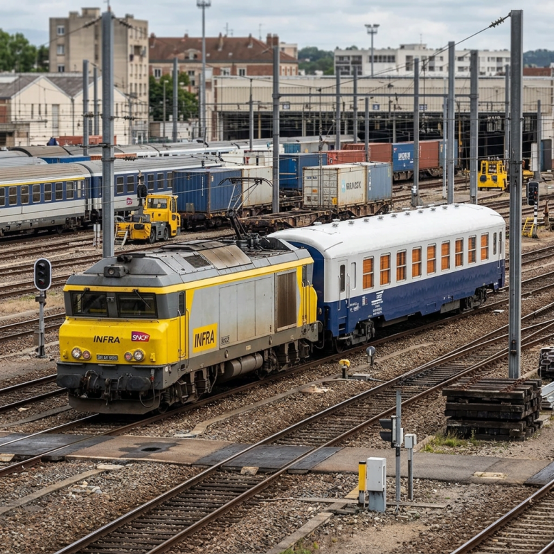 HJ4216 SNCF, DEV AO service coach, blue/white livery