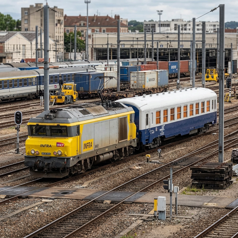 HJ4216 SNCF, DEV AO service coach, blue/white livery