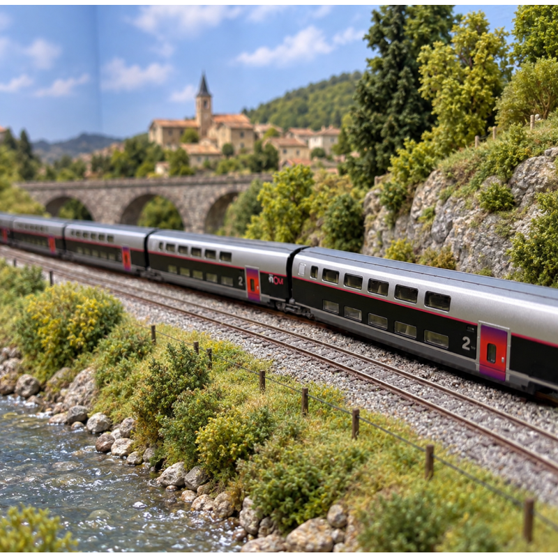 Kato 10-2132 5 voitures intermédiaires TGV Euroduplex "inOui", rame N°4711, SNCF, Ep. VI - KATO 10-2132 - N 1/160