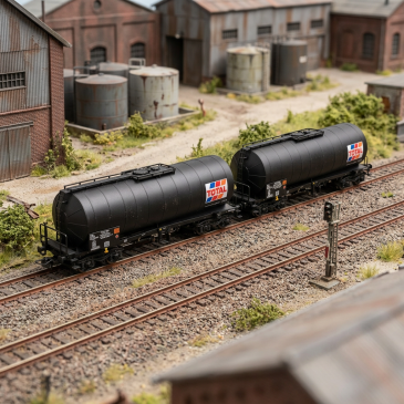 JOUEF HJ6323 - SNCF, coffret de 2 wagons-citernes à 4 essieux « TOTAL France », livrée noire