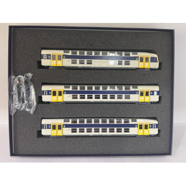 ViTrains 1124L Set de 3 voitures voyageurs VB2N SNCF, livré fuscia Nord Pas de Calais, Logo casquette, avec éclairage - H0