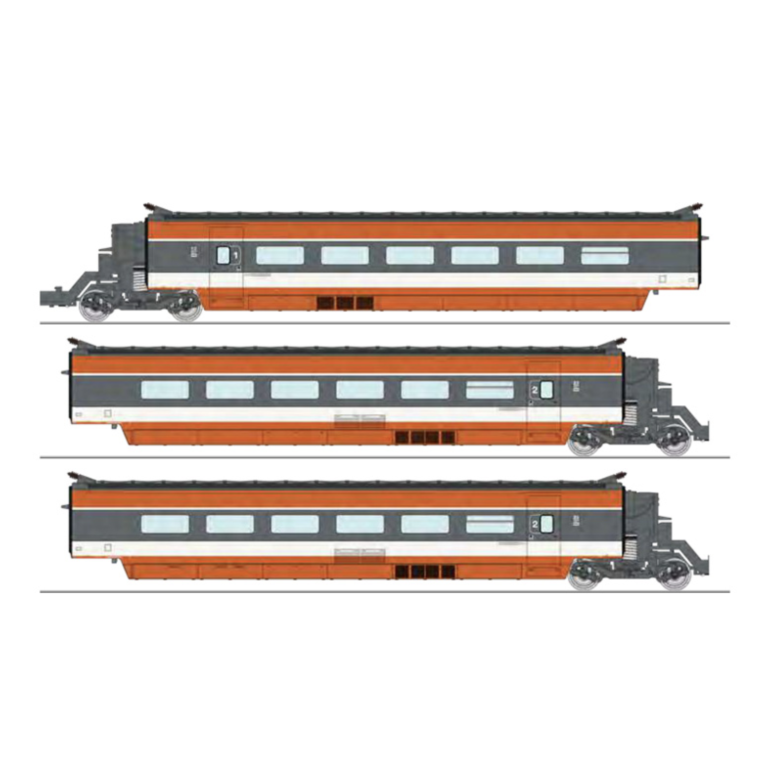 REE Modeles TGV-002 - Coffret 3 éléments remorques R2 + R5 + R6, SNCF , H0
