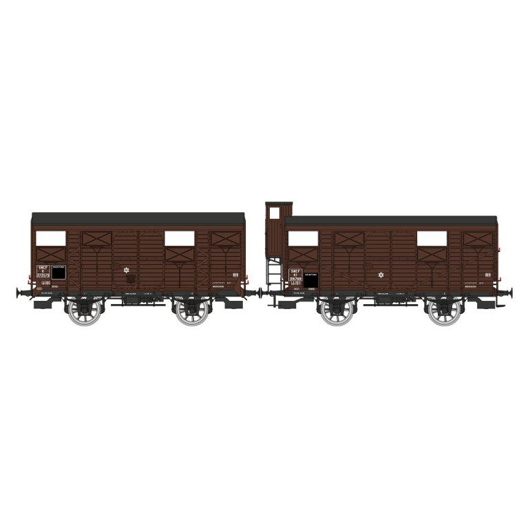 REE MODELES WB-701 2 wagons couverts PLM 20t avec une guérite Sncf, Ep IIIb, H0